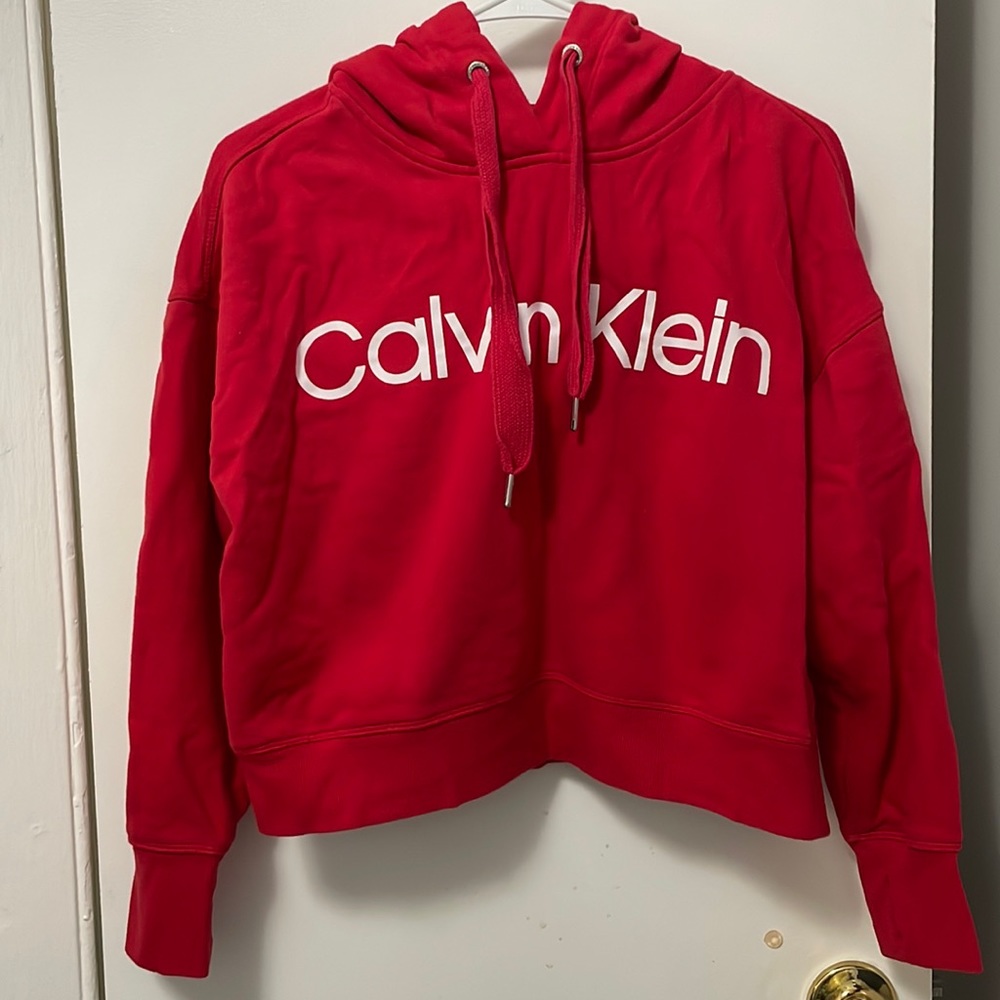 CALVIN KLEIN Womens Bright Red Sweatshirt, Size S
